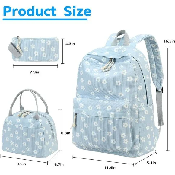 Durable Canvas School Backpack for Girls - Fits 15 Laptop & Organizes Supplies